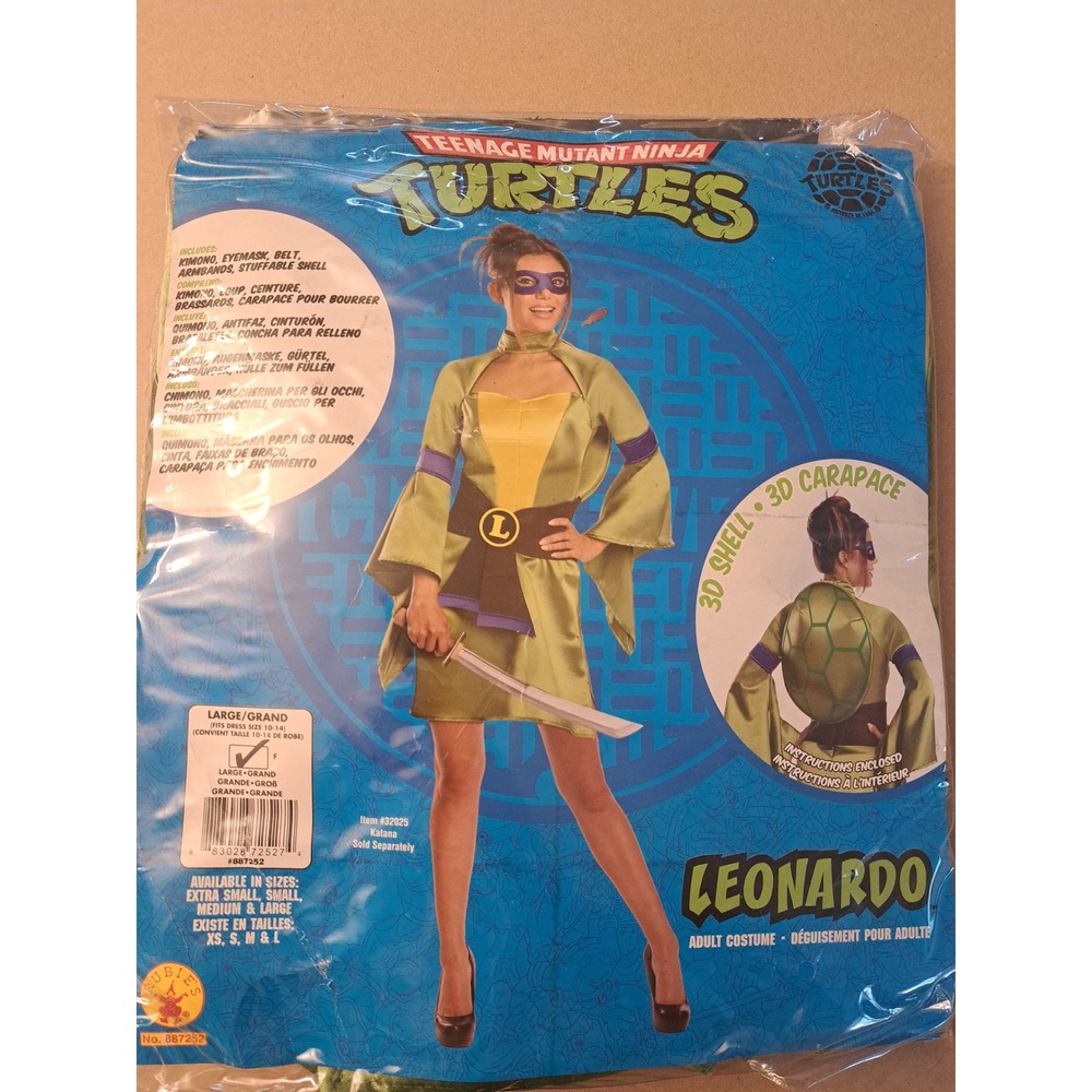 Rubies TMNT Leonardo Adult Women Costume Large 10-14 Green Kimono Dress 887252